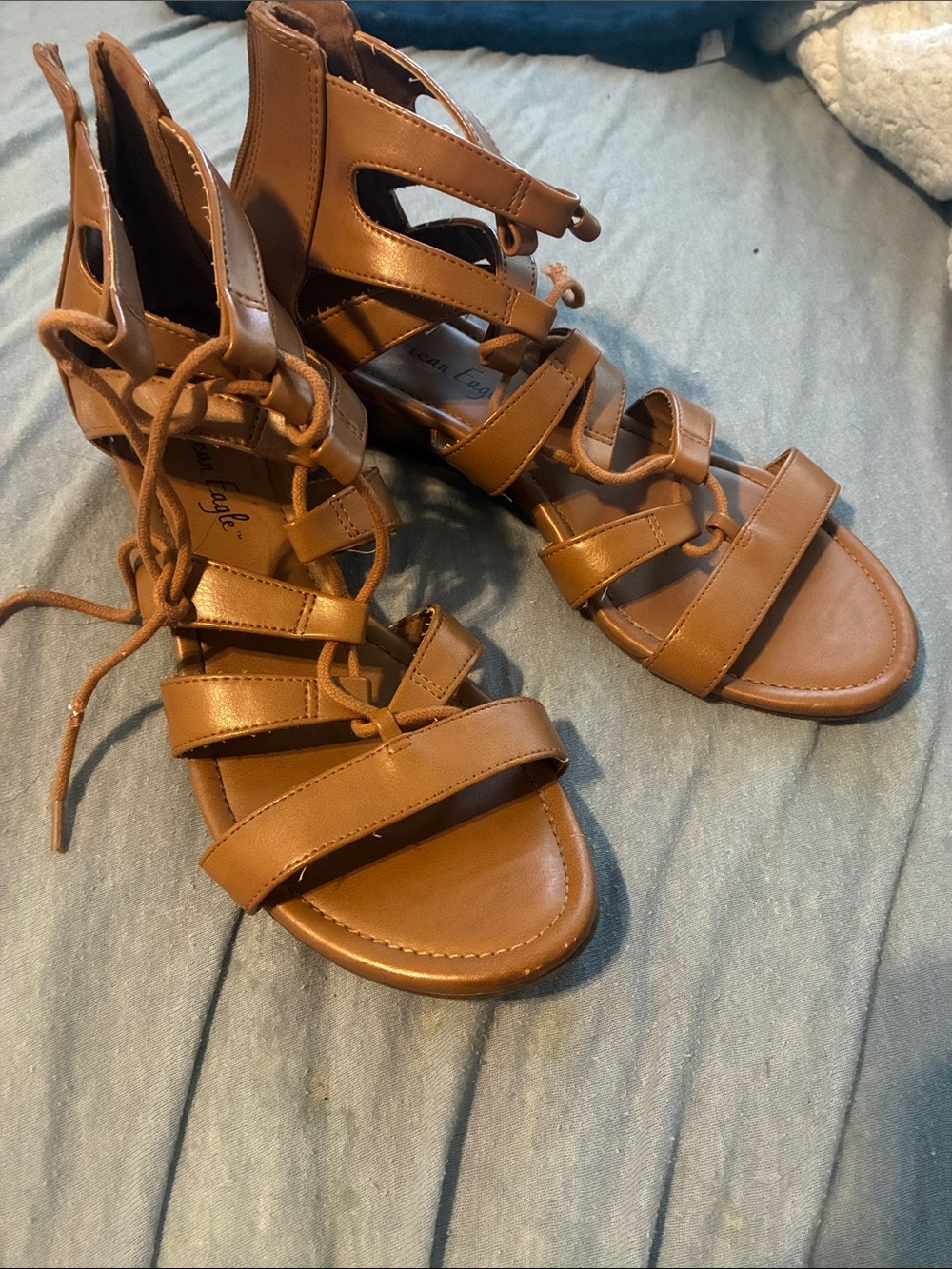 American Eagle Outfitters Brown Lace-Up Gladiator Sandals